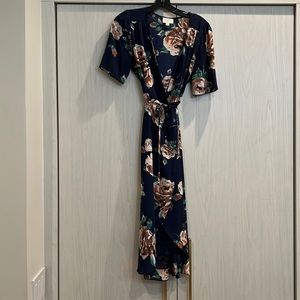 Everly Blue Floral wrap dress